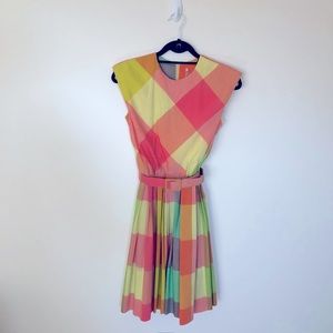 Neon Plaid vintage 50’s dress